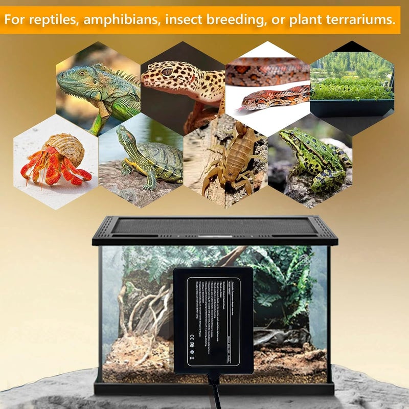 FIPASEN Reptile Heating Pad with Temperature Adjustment, 8x12 Inch Under Tank Heat Pad for Reptiles/Tortoise/Snakes/Lizard/Gecko/Hermit Crab/Frog/Spider/Insect Breeding -Upgraded Terrarium Heating Pad - Image 4